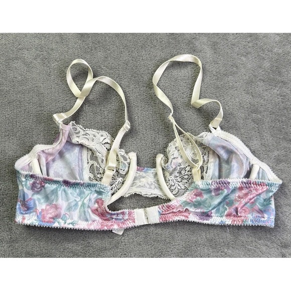 Christian Dior Bra Women's 36A Vintage Balconette Style 4710 Floral lace USA - Picture 2 of 12